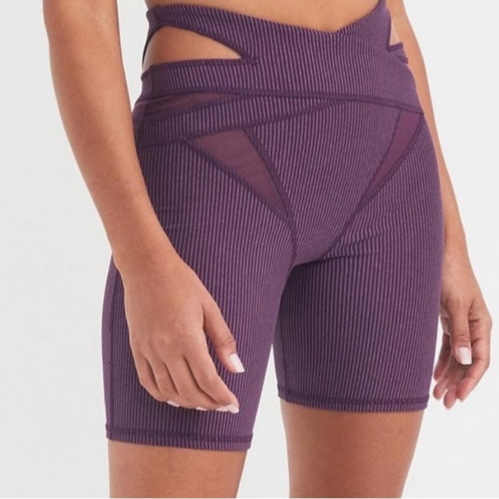 For Love & Lemons Purple cut out workout shorts